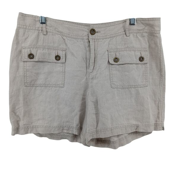 INC Beige Linen Chino Shorts Women 12 Casual Beach Comfy Breathable Minimalist - Picture 1 of 9